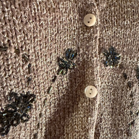 Grunge Cardigan Beaded Detail, Warm and Versatile, Cocoa Brown Large - Picture 4 of 5